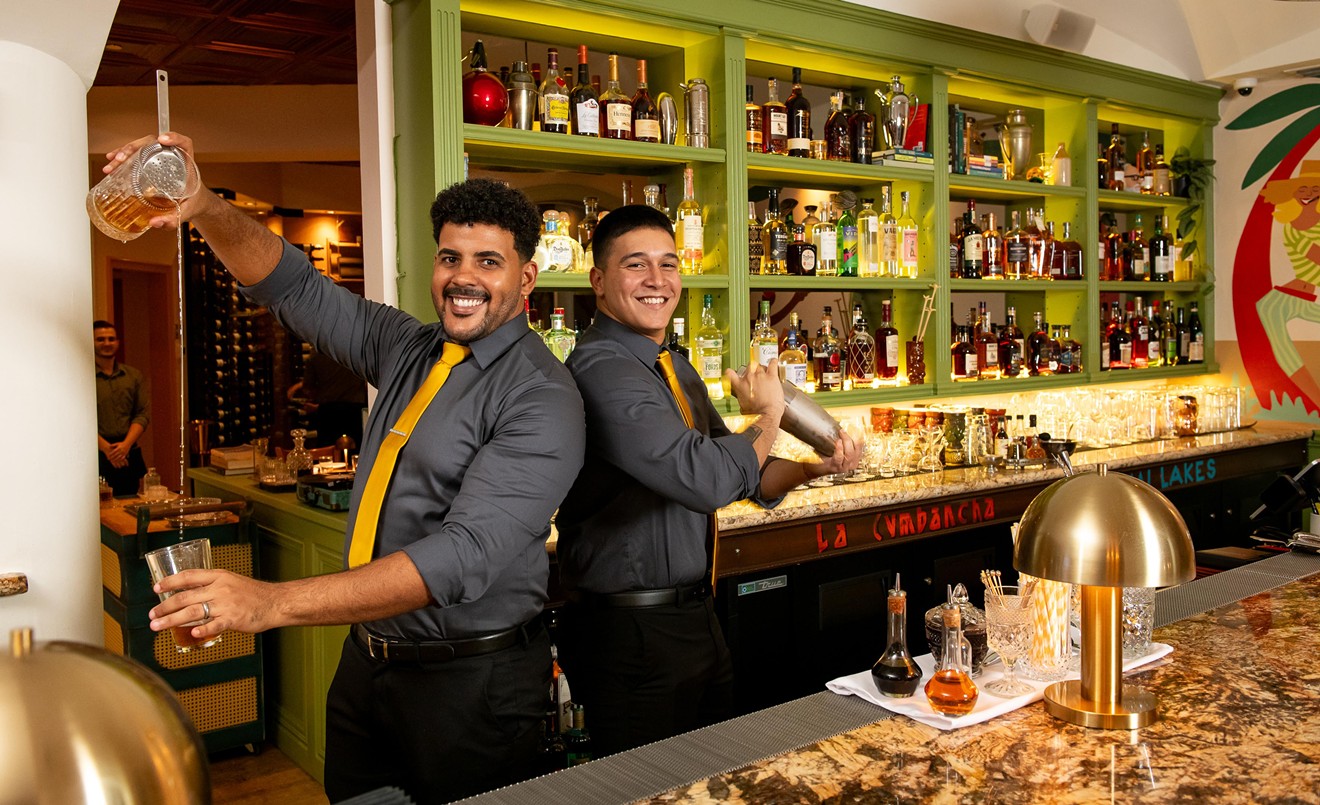 The bar team keeps the lively atmosphere of La Cumbancha.