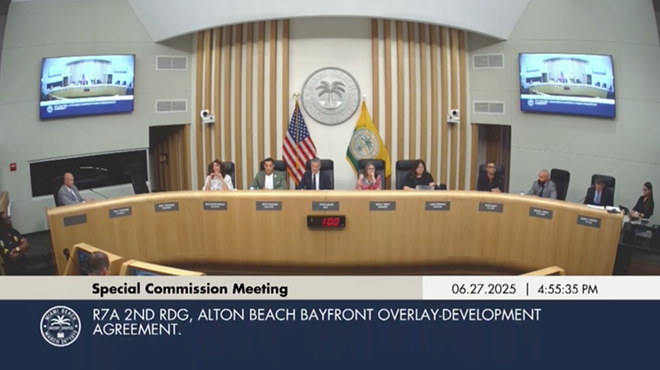 screenshot from a livestream of a Miami Beach special commission meeting