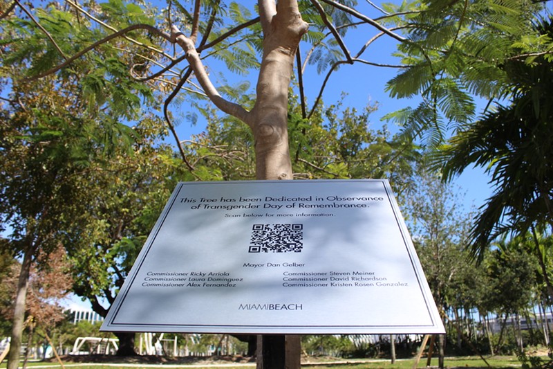 Memorial plaque was unveiled on March 31 near a tree dedicated to Trans Day of Remembrance.