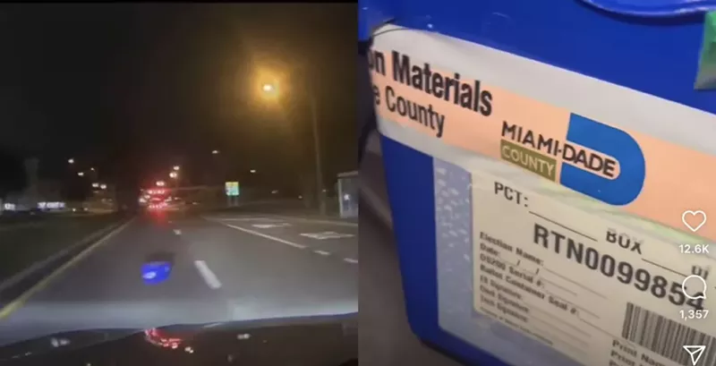 Image: The Miami-Dade Police Department (MDPD) is investigating after a ballot box was discovered in the middle of a road last night.