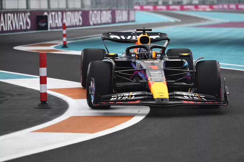 Image: Max Verstappen in his car racing on the track