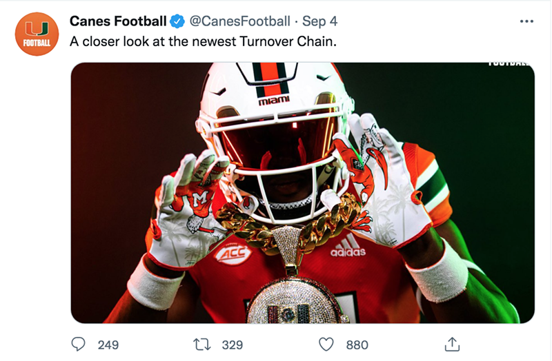 The Miami Hurricanes have a new Turnover Chain for the 2019 season