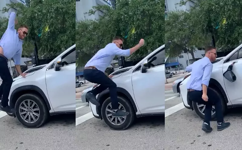 Image: Video: Downtown Road Rage Confrontation on Biscayne Boulevard Ends With Epic Karate Chop