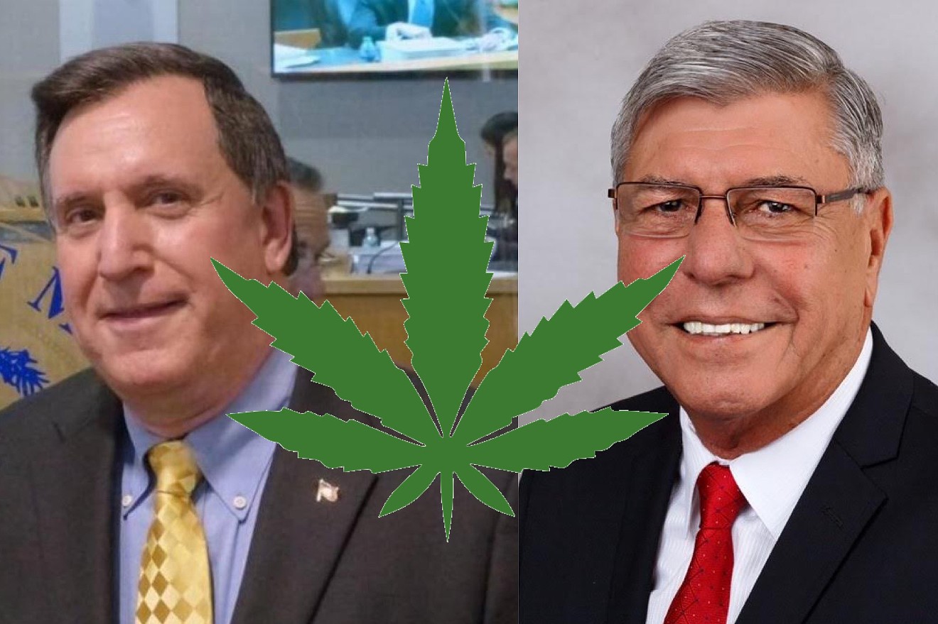 Regardless of the constitutional amendment legalizing medical marijuana in Florida, Miami's two boomer commissioners Joe Carollo (left) and Manolo Reyes remain staunchly anti-weed.