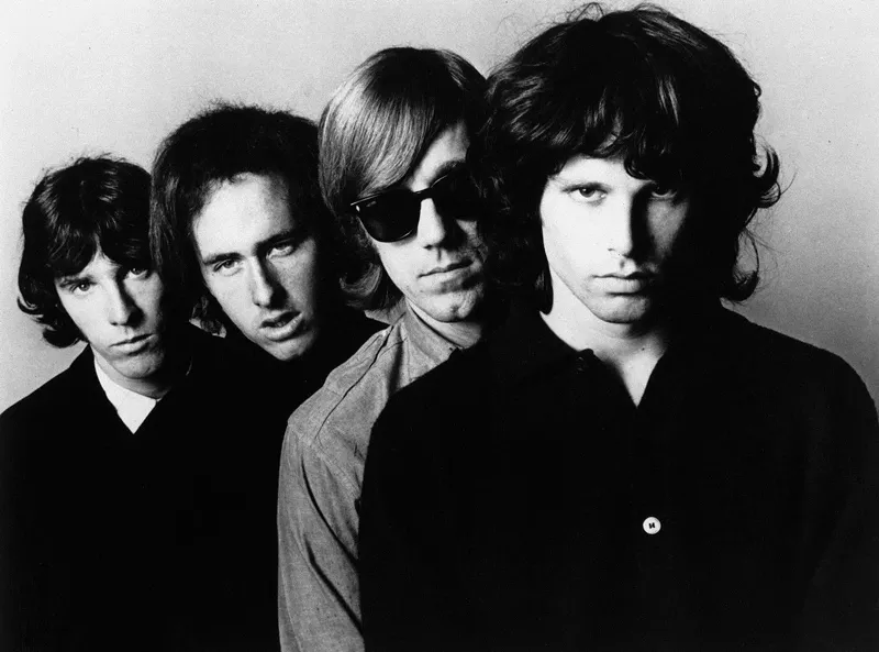 Image: Black and white promo picture of the band The Doors