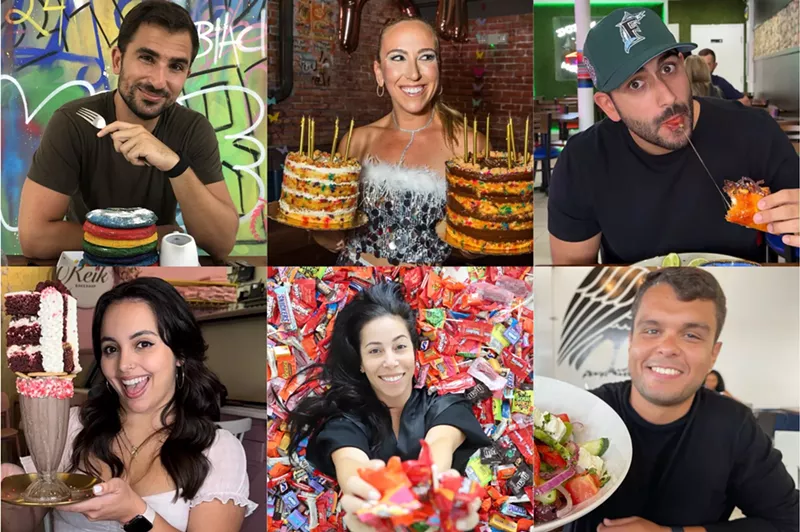 Image: A photo collage of numerous people holding food