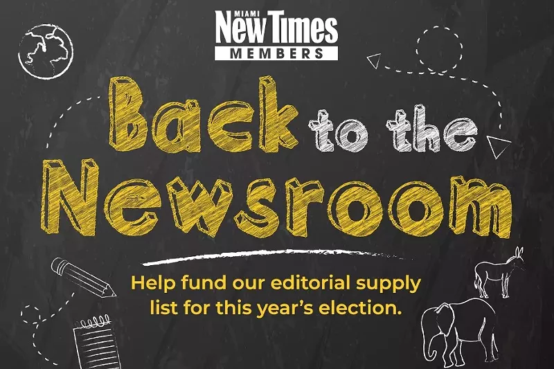 Image: illustration showing a chalkboard with text that reads "Back to the Newsroom: Help fund our editorial supply list for this year's election.