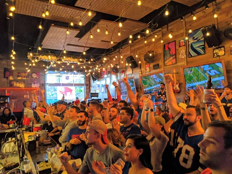 Image: Buffalo Bills fans flock to Booze Garden on game day.