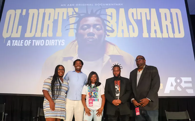 Image: Jason Pollard and four people standing on stage during the ABFF premiere of Ol' Dirty Bastard: A Tale of Two Dirtys