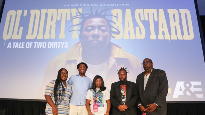 Jason Pollard and four people standing on stage during the ABFF premiere of Ol' Dirty Bastard: A Tale of Two Dirtys