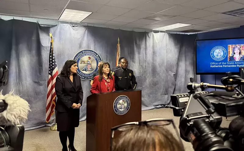 Image: Miami-Dade State Attorney Katherine Fernandez Rundle speaks to the media during a press conference about the sexual battery charges against Oren and Alon Alexander.