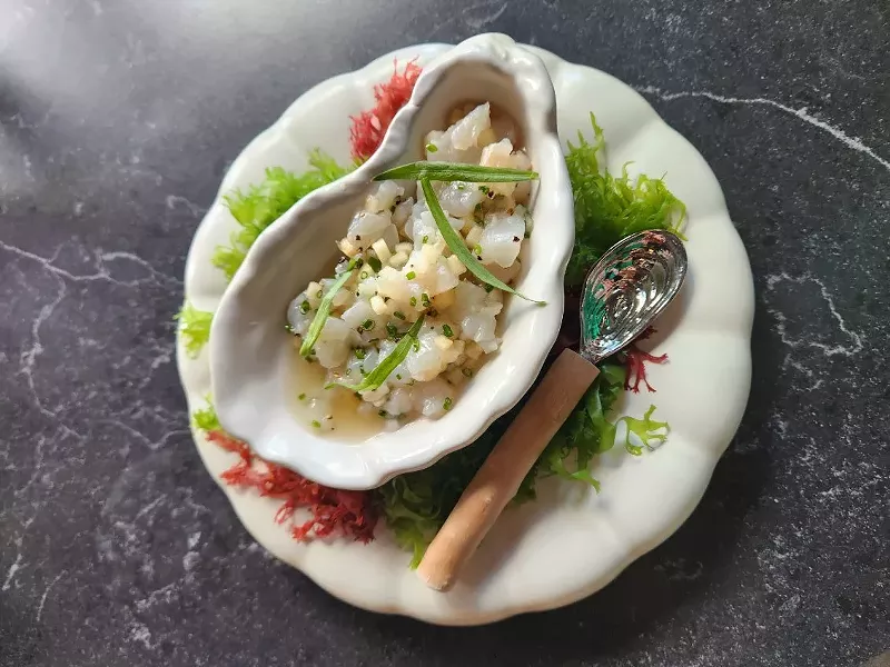 Image: The hamachi mignonette at O's Raw Bar