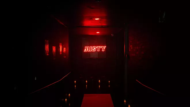 Neon light featuring the My Friend Misty party logo
