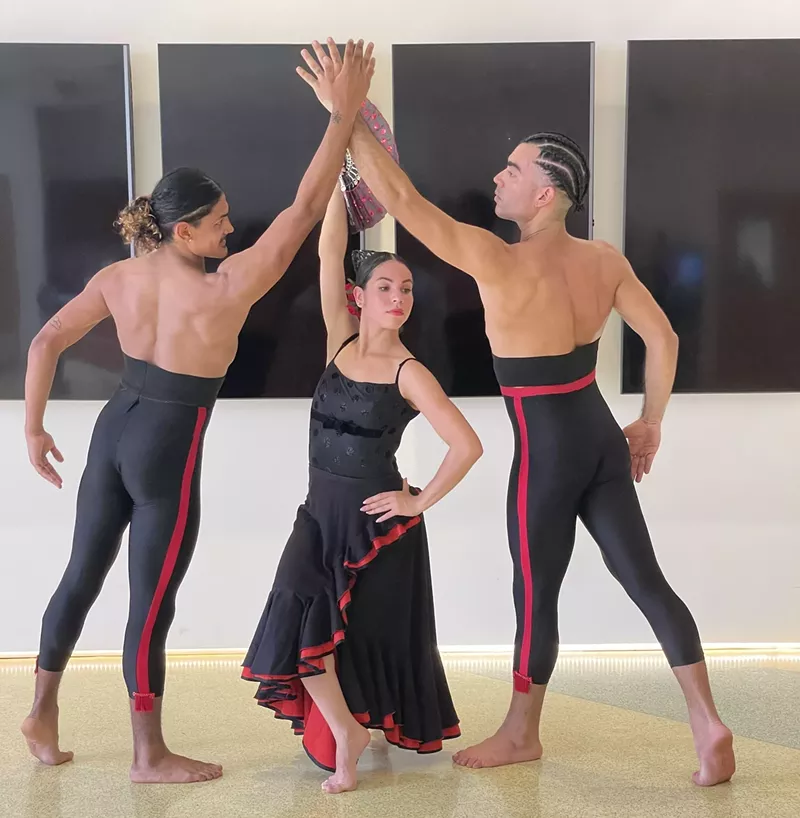 Image: Dancers Carlos Realegeno, Yanil Pabón, and Camilo Toro in Carmen