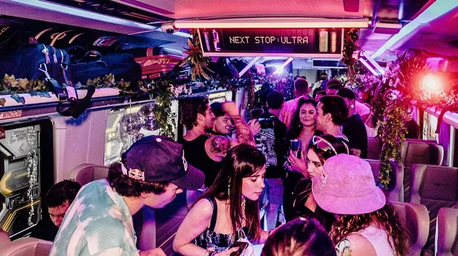 Ultra Music Festival festivalgoers on the Brightline train