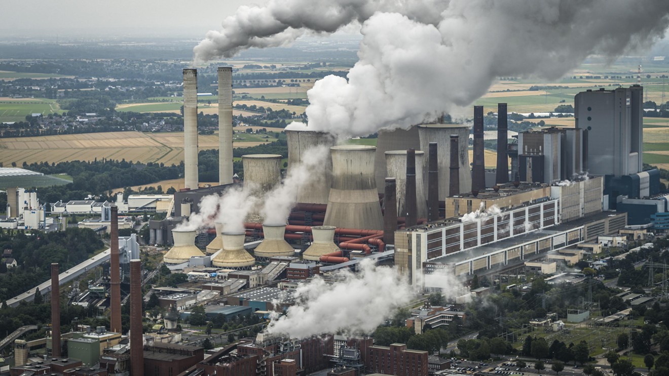 Aerial view of a power plant in North Rhine Westphalia - Germany