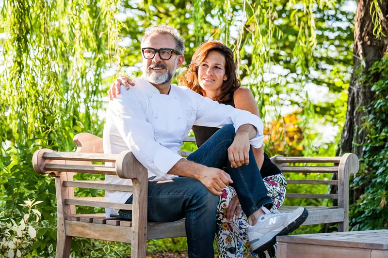 Image: Chef Massimo Botura and his wife Lara Gilmore pose outside.