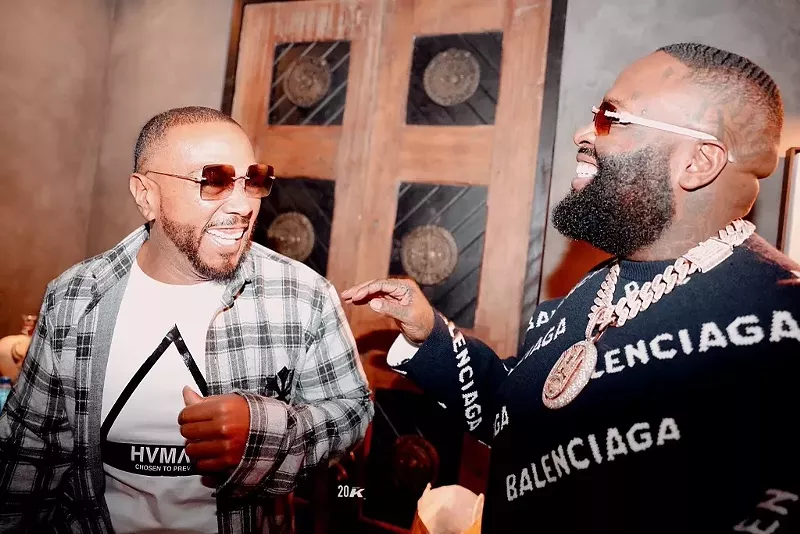 Image: Timbaland and Rick Ross at the Richer Than I Ever Been listening event at Mezcalista.