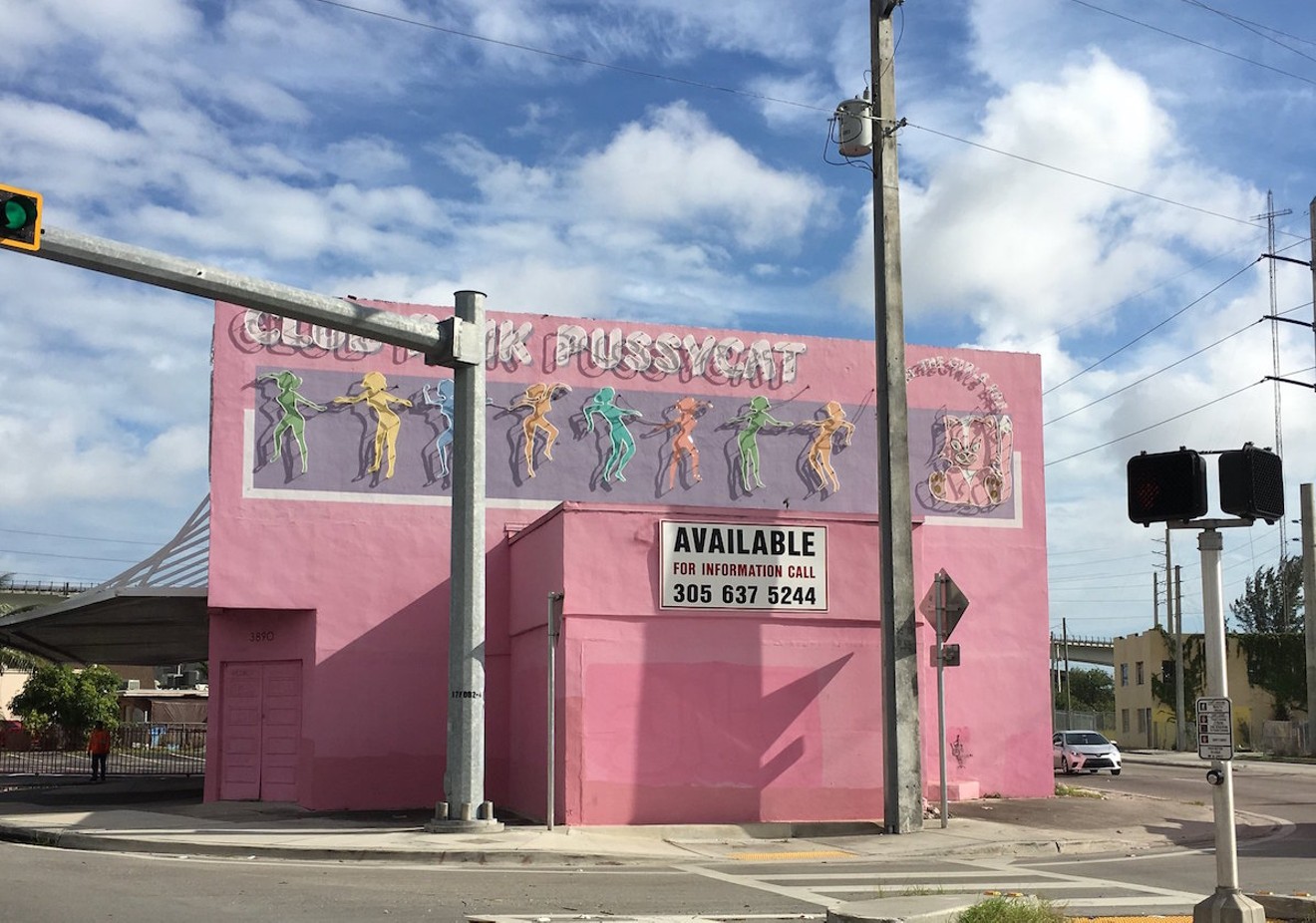 Club Pink Pussycat's facade has been painted over.