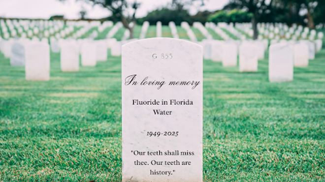 a gravestone for Fluoride in Florida: 1949-2025