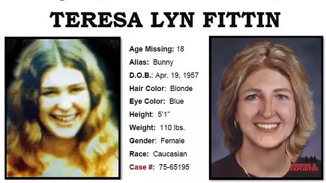 A missing persons poster for Teresa Lyn Fittin.