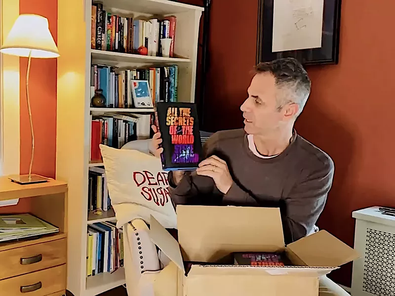 Image: Steve Almond unboxes his debut novel, All the Secrets of the World.
