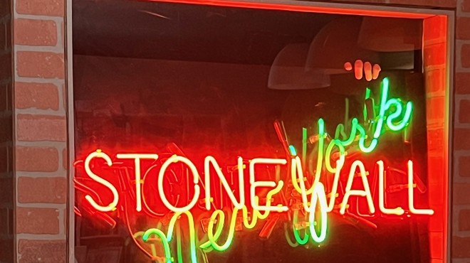 A neon sign reading Stonewall New York