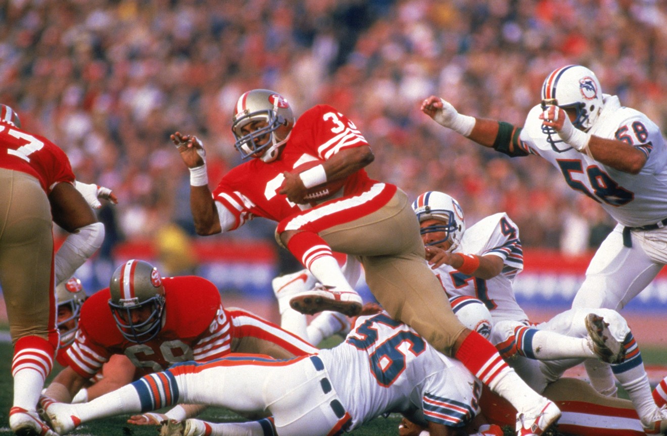 San Francisco 49ers running back Roger Craig in Super Bowl XIX against the Miami Dolphins on January 20, 1985 in Stanford, California.