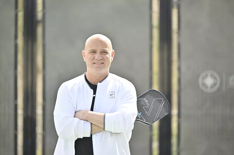Image: Yes, that's a pickleball paddle in Andre Agassi's hands.