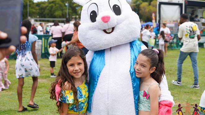 Easter Bunny with two young girls