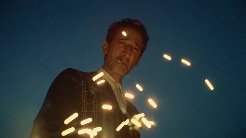 Image: Still of Adrien Brody in The Brutalist