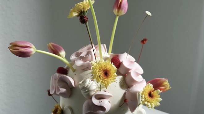 A cake with flowers