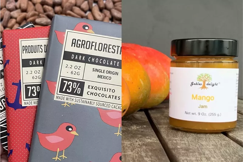 Image: Chocolate bars and mangoes and jam