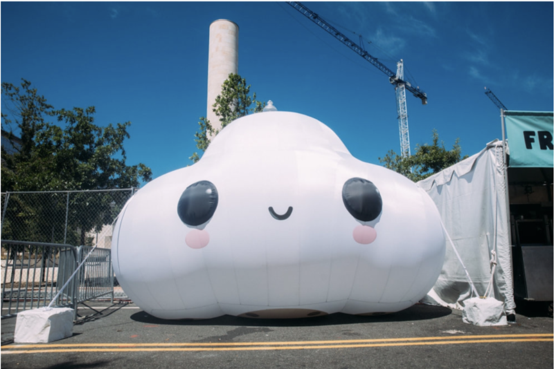 Image: FriendsWithYou titled Little Coule features an inflatable cloud with a smiling face