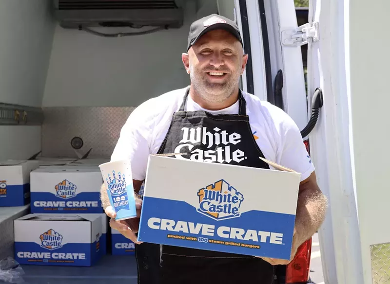 Image: Red Meat Lovers Club cofounder Evan Darnell coordinated the purchase of a White Castle "Crave Pallet" as a charitable endeavor.