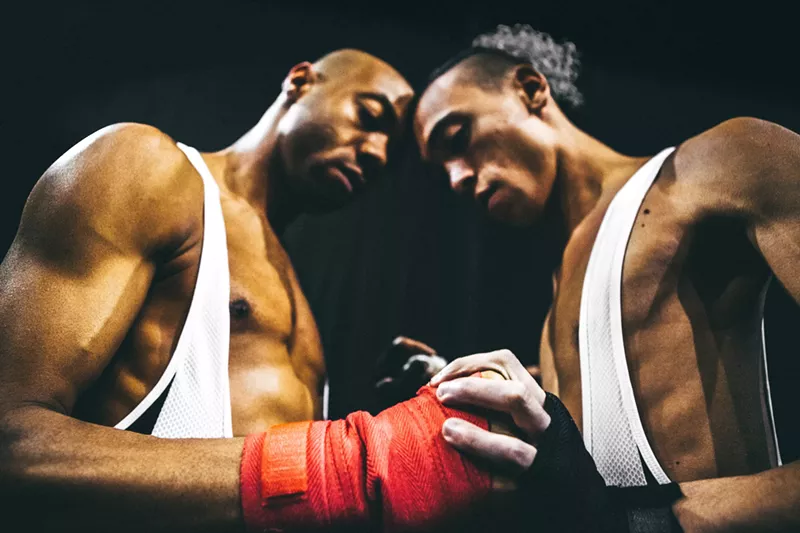 Image: Shamel Pitts (left) and Tushrik Fredericks use dance and movement to explore the power and healing found in vulnerability.