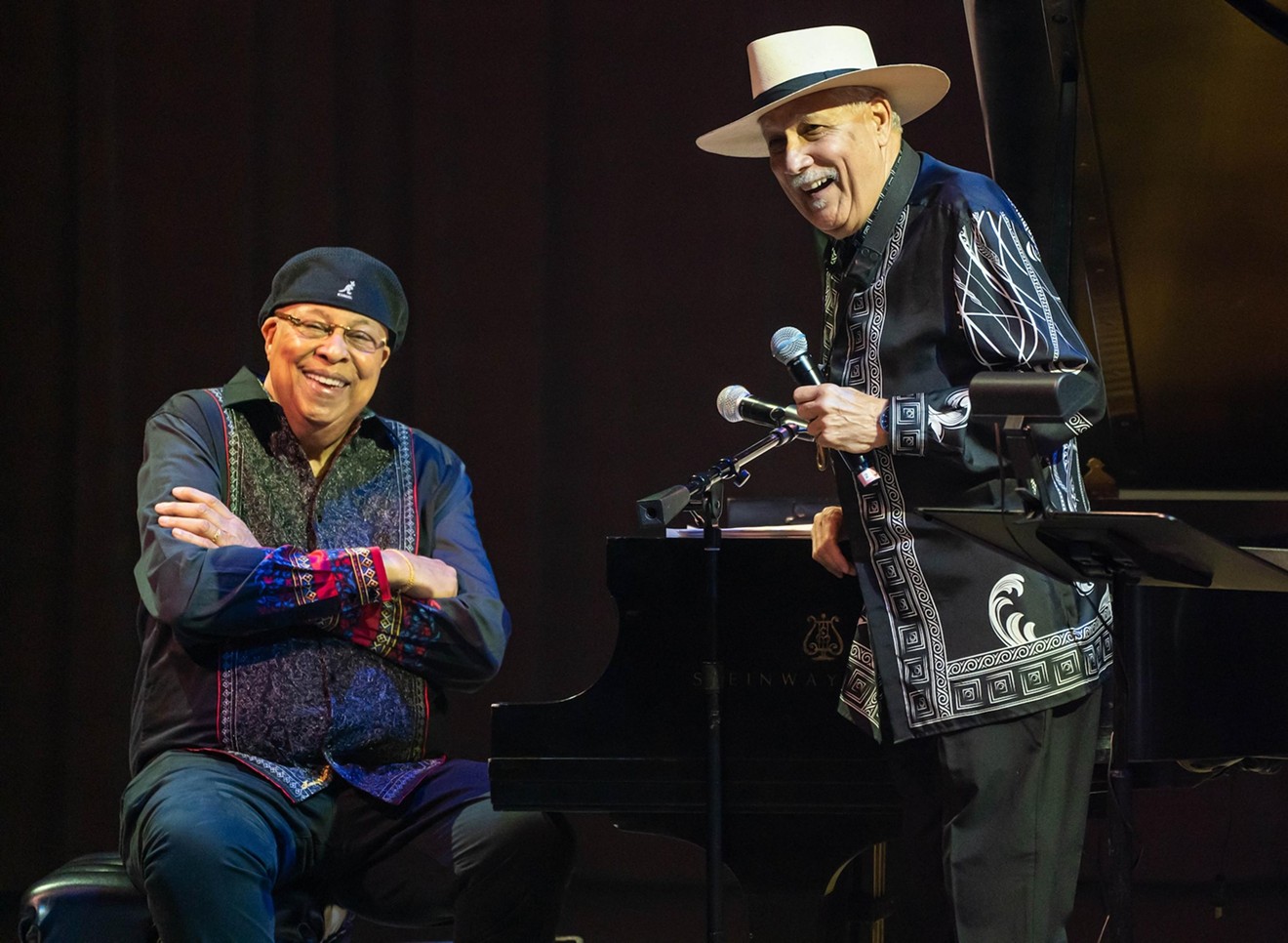 Chucho Valdés and saxophonist Paquito D’Rivera onstage at the Knight Concert Hall, coheadlining the June 2022 concert that heralded the end of a four-decade professional and personal separation.