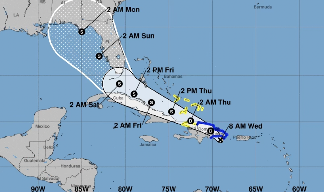 Tropical Storm Fred formed in the Caribbean overnight.
