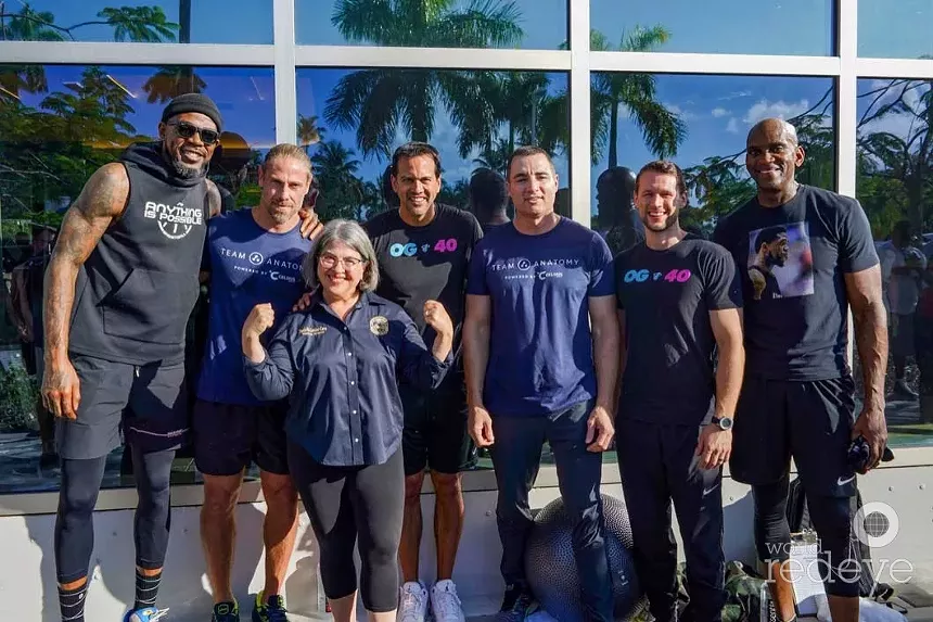 Udonis Haslem, Marc Menga, Mayor Daniella Levine Cava, Erik Spoelstra, Chris Paciello, and Eric Foran - WORLD RED EYE