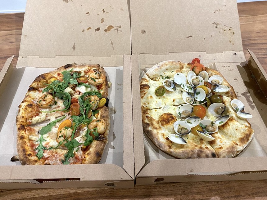 Sagra Pizza Bar's pies are inventive and cooked in 2-3 minutes—and should be eaten that quickly, too, on the premises. - PHOTO BY JEN KARETNICK