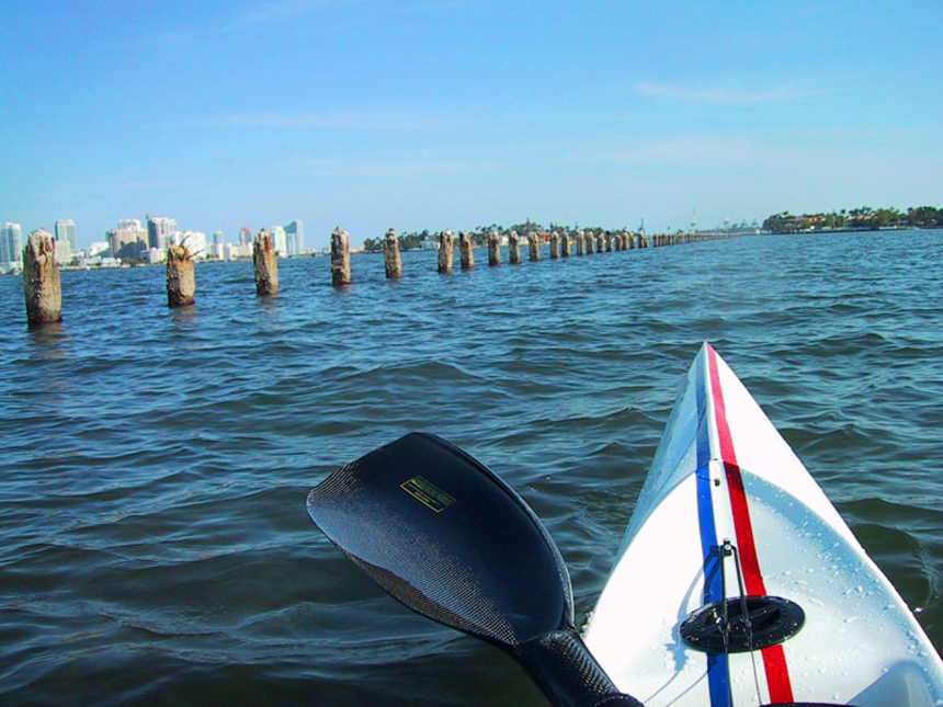 The stakes that were the underpinnings of what was supposed to be Isola di Lolando in Biscayne Bay - PHOTO BY SOBESURFSKI/WIKIPEDIA