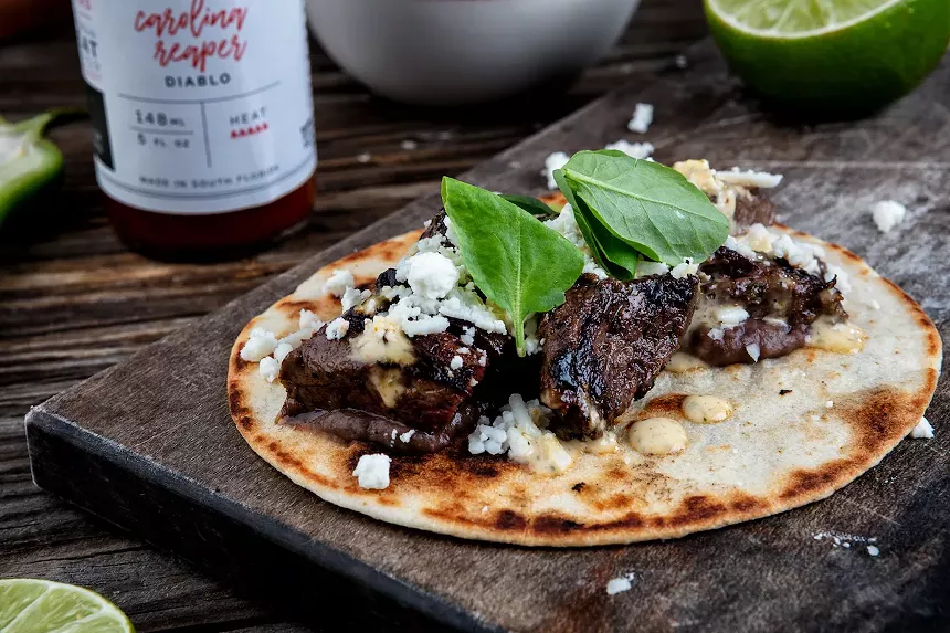 The carne asada taco from Tacocraft, now open at Plantation Walk - PHOTO COURTESY OF TACOCRAFT TAQUERIA & TEQUILA BAR