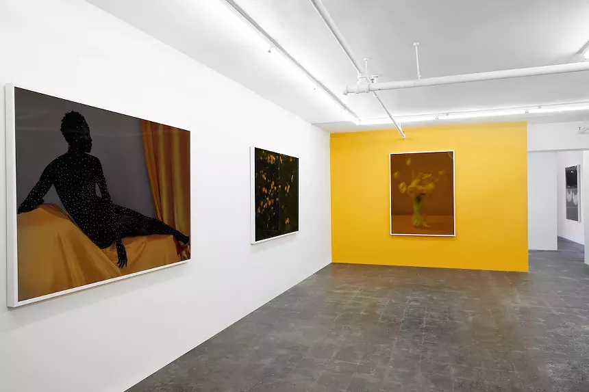 The bright yellow features stand out against contrasting figures, resembling the Yoruba orisha, Oshun. - PHOTO COURTESY OF SPINELLO PROJECTS