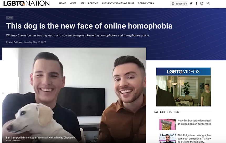 The real article written by LGBT Nation managing editor Alex Bolliger - SCREENSHOT VIA LGBT NATION