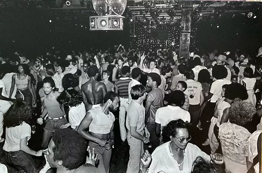 A packed dance floor at Paradise Garage in New York City in 1979.