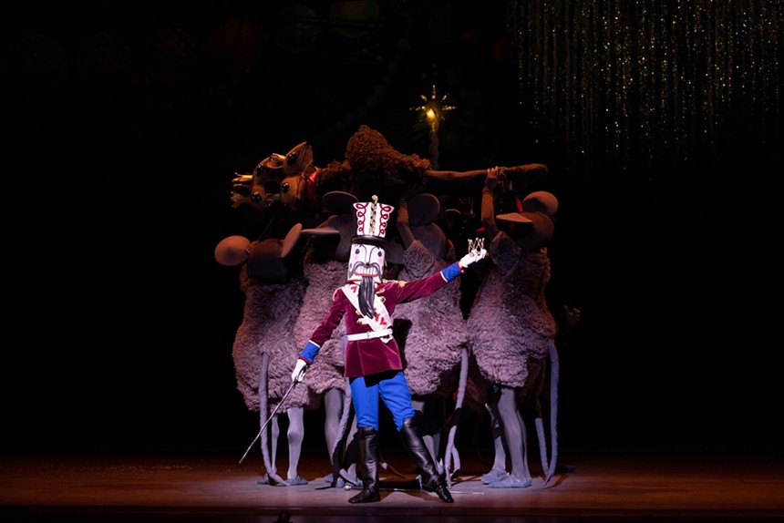 The titular Nutcracker on stage in Miami City Ballet's production of George Balanchine's The Nutcracker