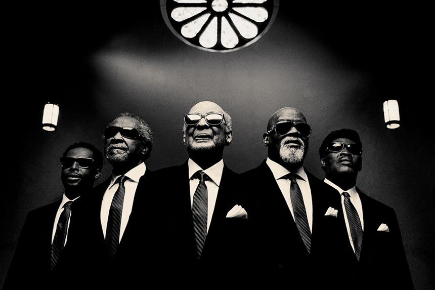 The members of the Blind Boys of Alabama in suits