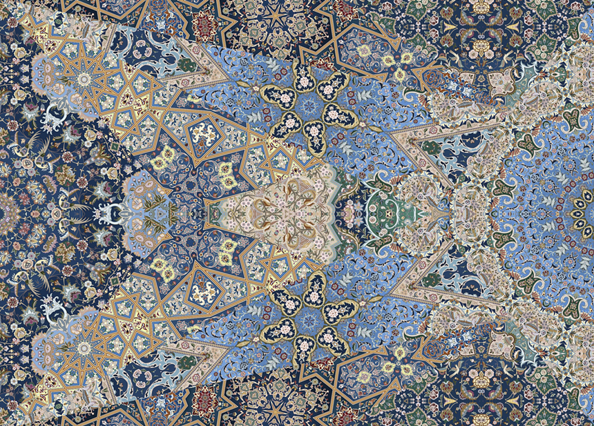 Geometric patterns reminiscent of Middle Eastern rugs