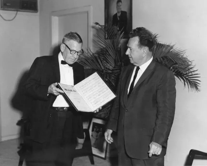 Archival photo of Hialeah's mayor with a musician