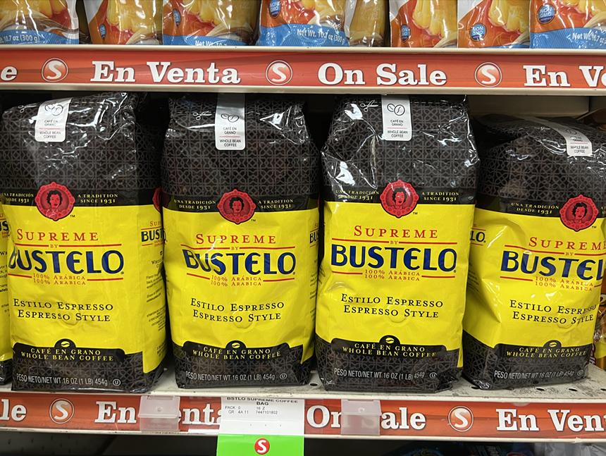 Yellow bags of coffee by Cafe Bustelo